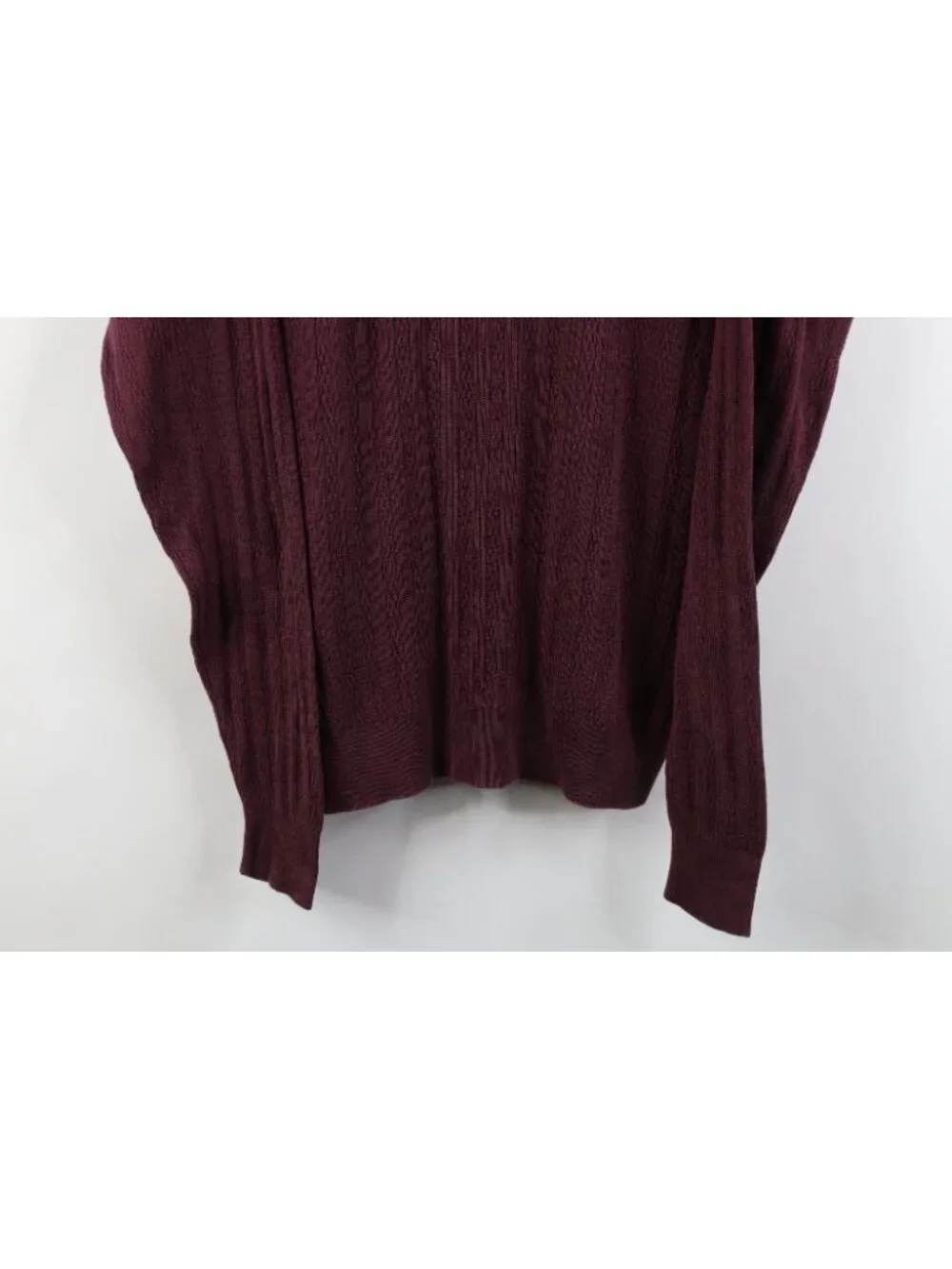 Vtg 90s Streetwear Mens Large Silk Ribbed Cable Knit Mock Neck Sweater Purple